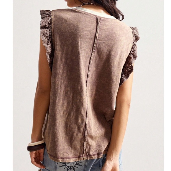 Boho Color block Floral print Peace Patchwork Tank Top - Picture 5 of 6